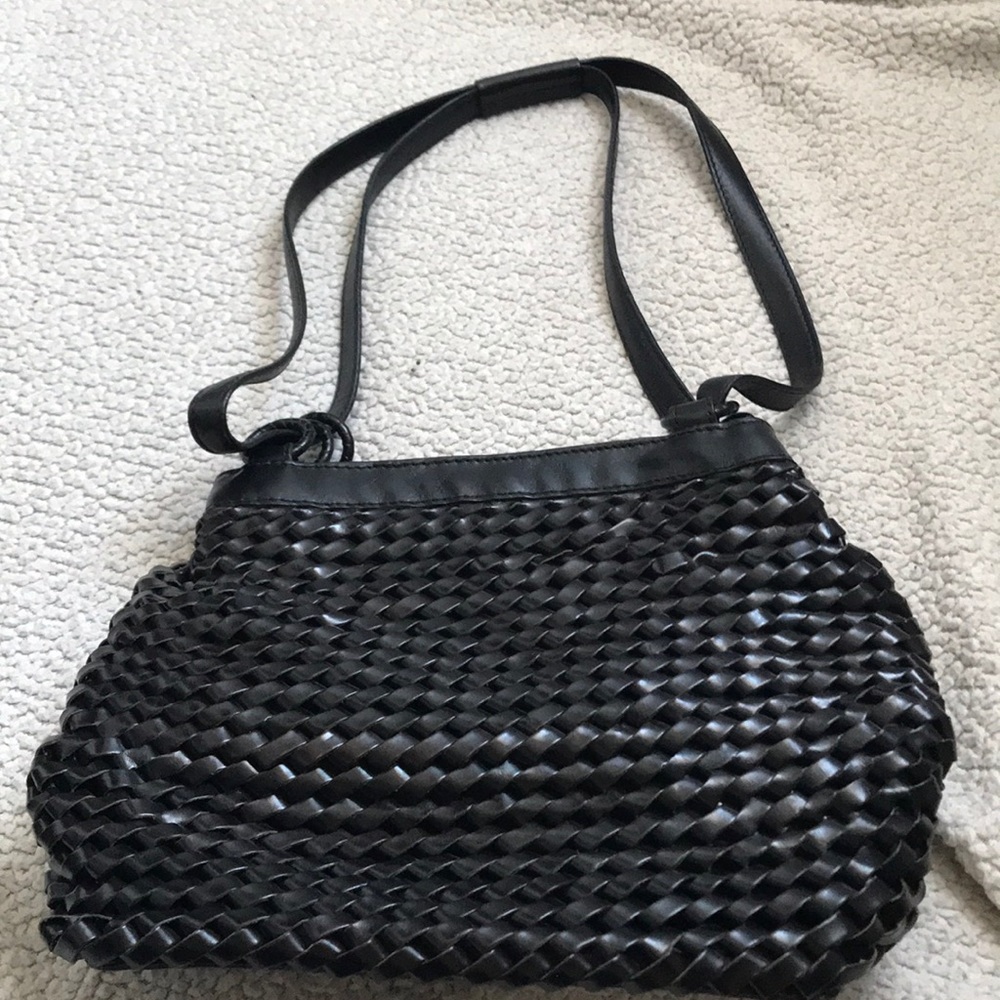 Etienne-Aigner black woven leather purse